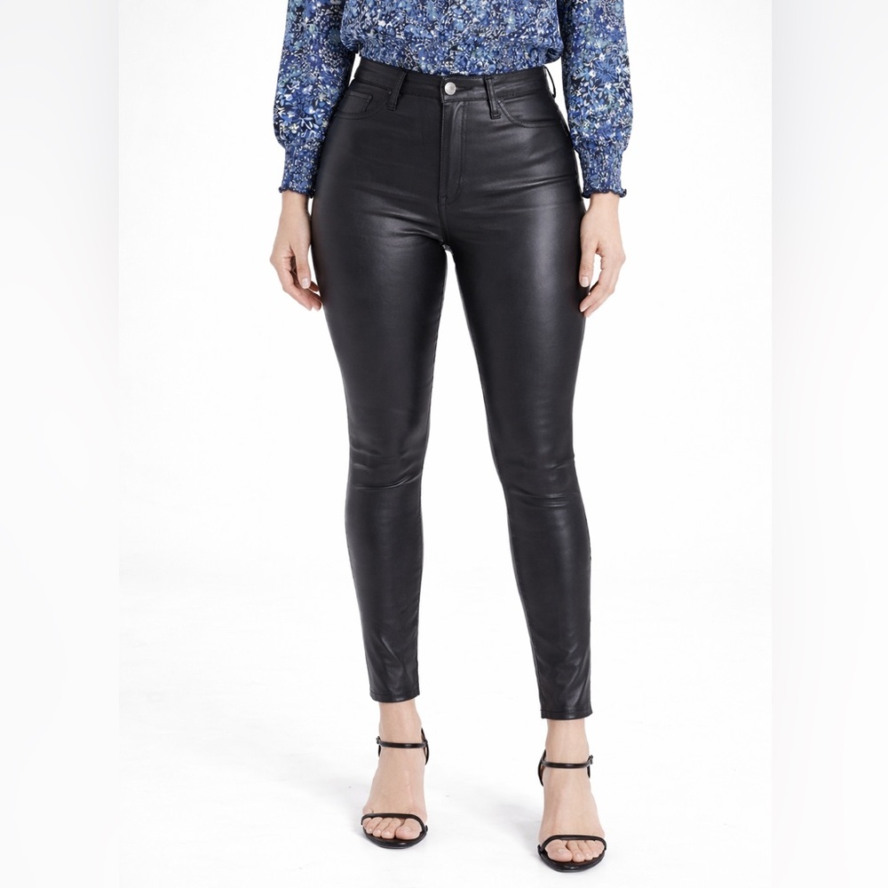 NWT | BCBGeneration Black Coated Skinny Jeans Leather-Look Pant | Sz 31